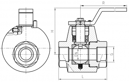 Ball valve ZK-G/15, 20, 25 - scheme
